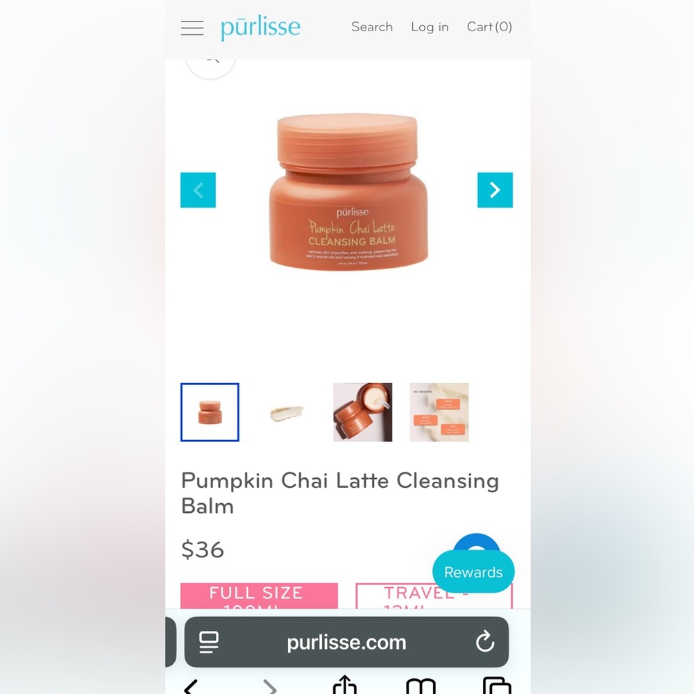 Brand new in Box Purlisse Pumpkin Chai Latte Cleansing Balm in Warm Orange